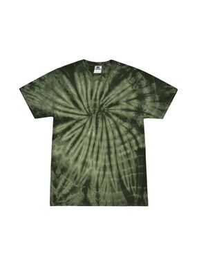 Women’s Tie Dye Green Short Sleeve T-Shirt Spider Tie-Dye Large
